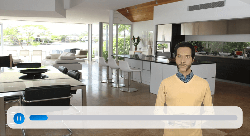 AI avatar kitchen background