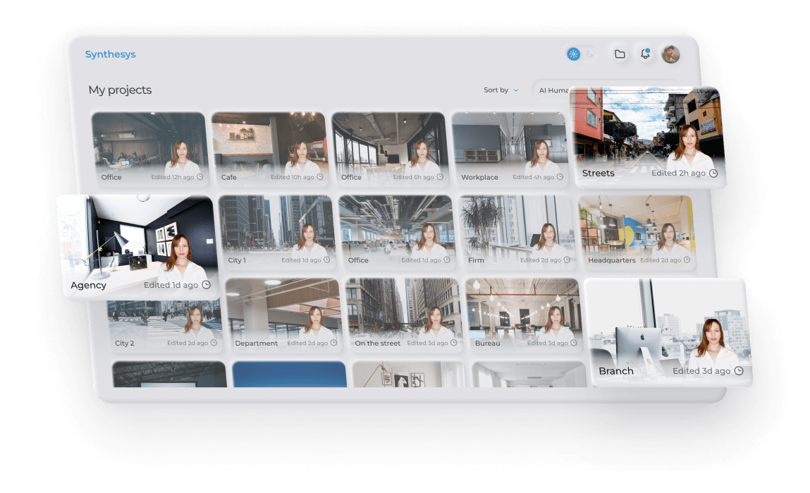 AI video generator projects dashboard