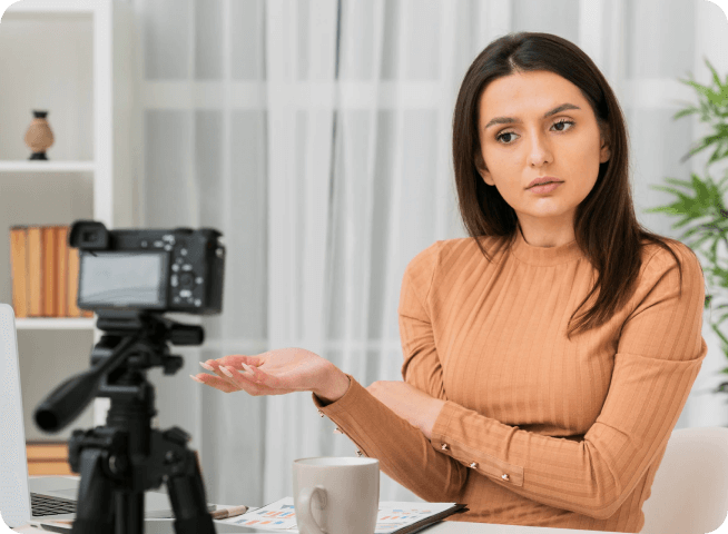 Woman recording herself