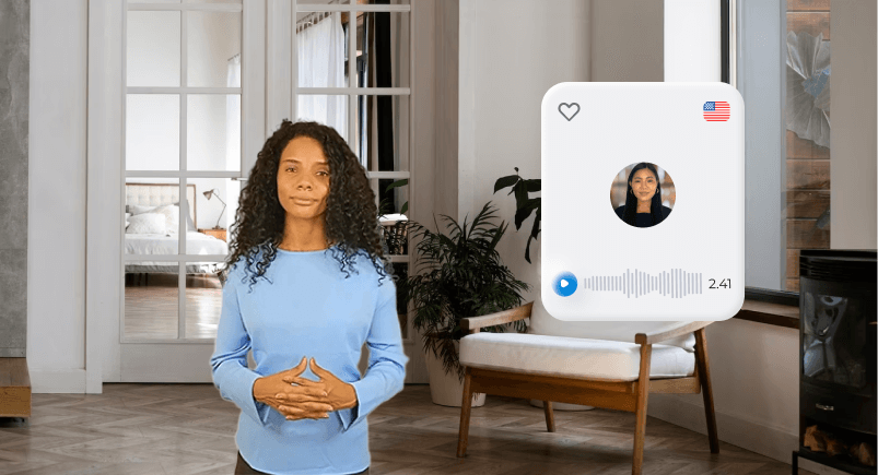 The woman presented the design of the room