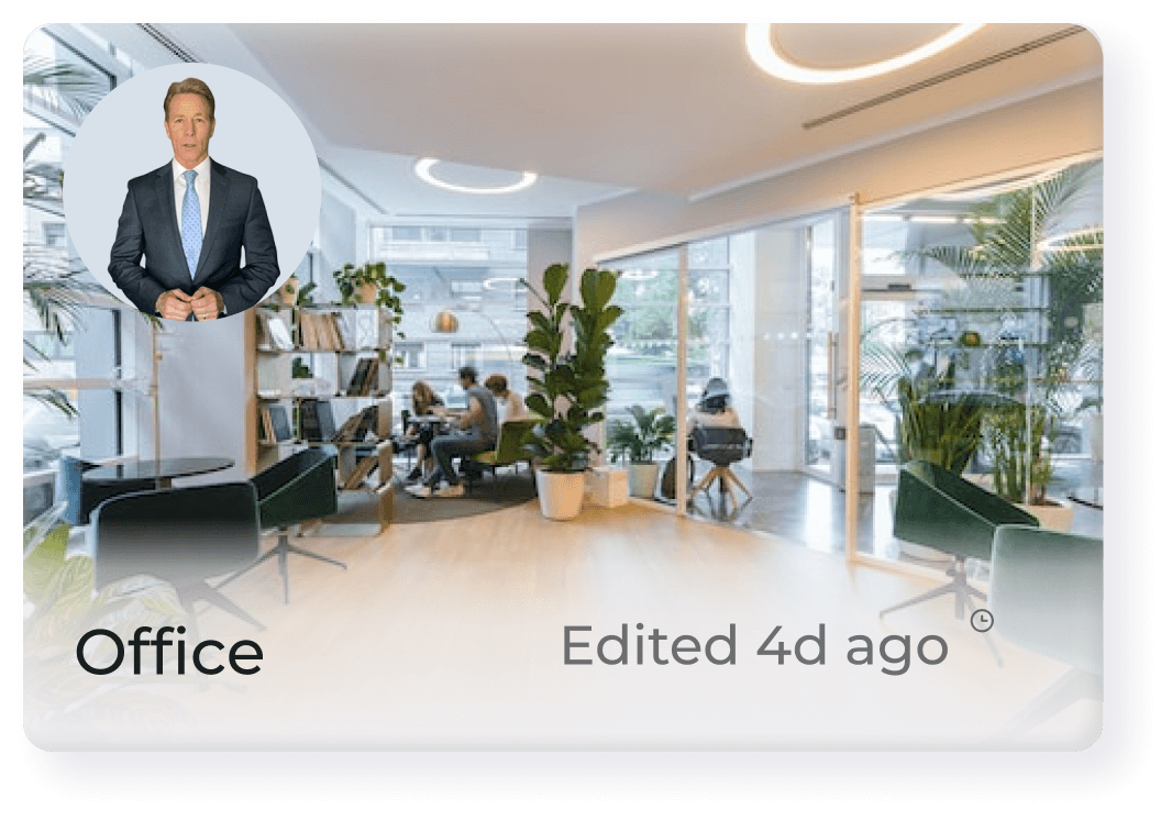 AI video generator editing office background